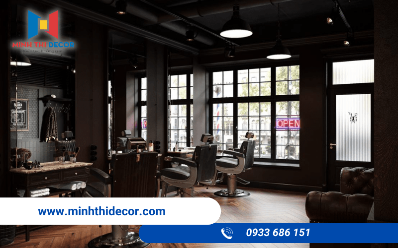 thiết kế salon tóc nam